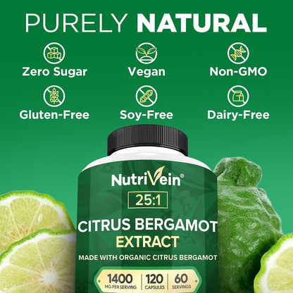 Nutrivein Premium Citrus Bergamot Supplement 1400mg, 120 Capsules