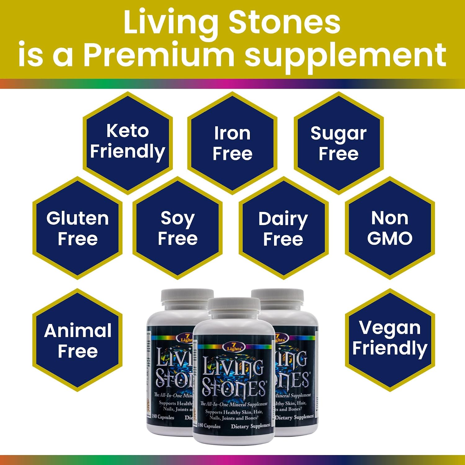 Living Stones Complete Mineral Supplement – with MSM and Shilajit, No Added Iron (180 Capsules) - görsel 7
