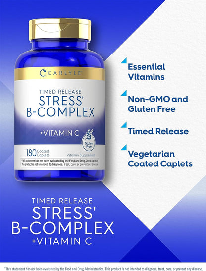 Carlyle Stress B Complex with Vitamin C, 180 Tablets