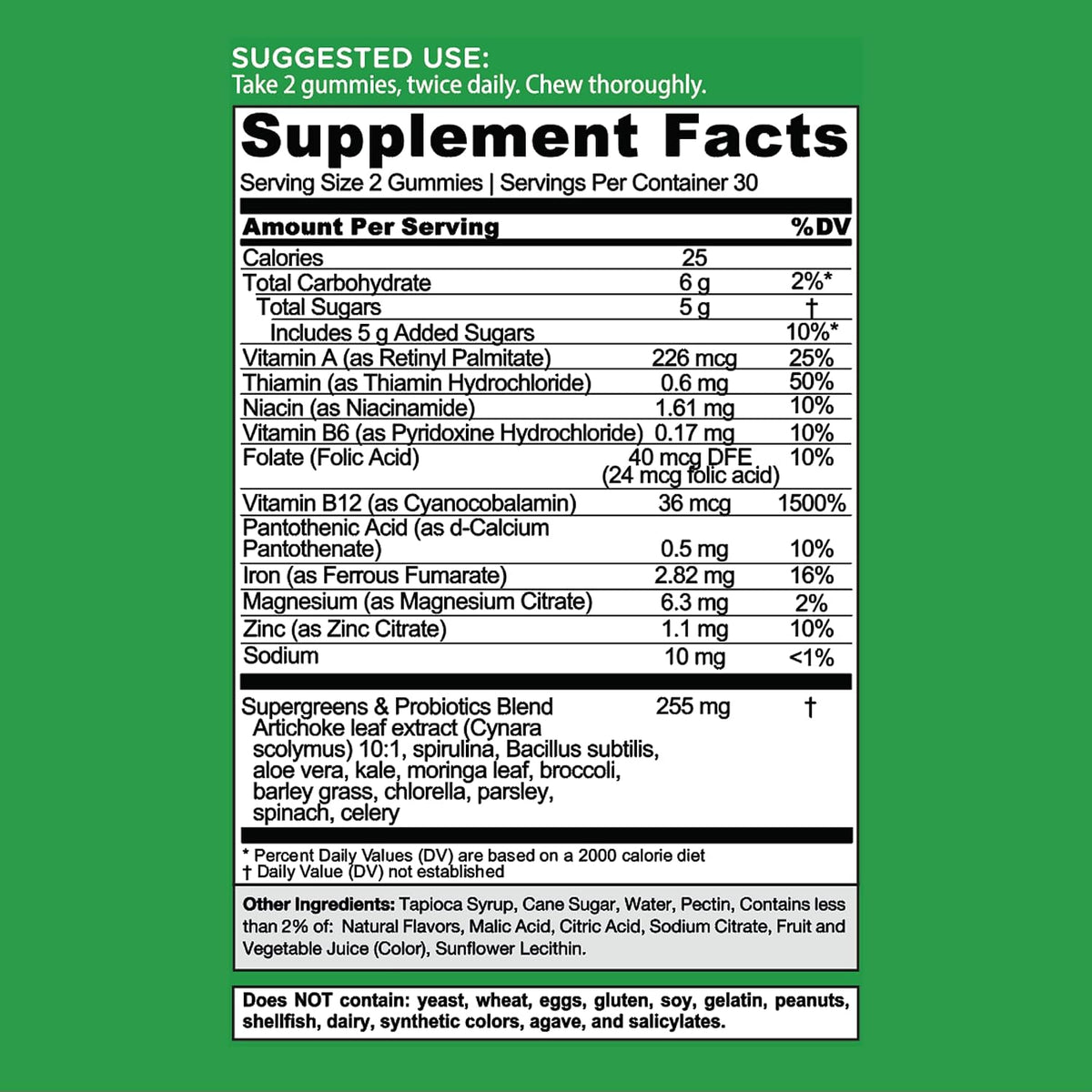 Goli SuperGreen Vitamin Gummies - 180 Count - Vegan, Gluten-Free Multivitamin Gummies (Pack of 3) - görsel 6