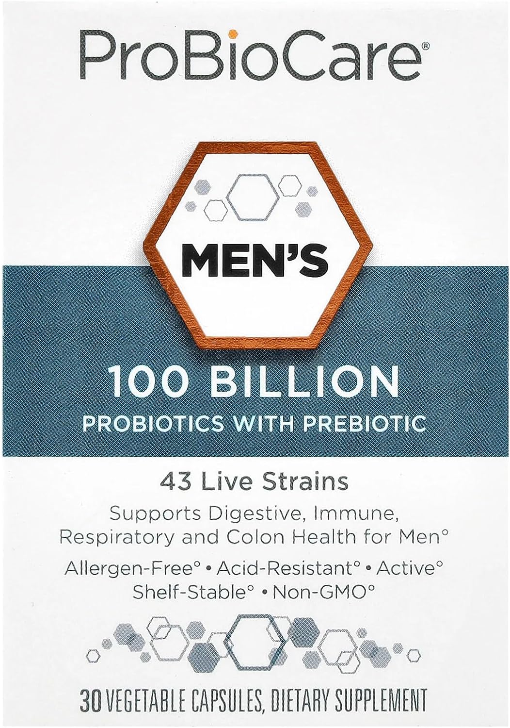 ProBioCare Probiotic for Men - Advanced Formula with 100 Billion CFUs for Digestive Support (30 Vegetable Capsules) - görsel 1