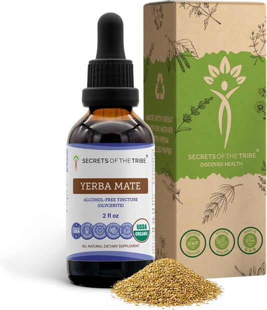 Secrets of the Tribe Yerba Mate Certified Organic Tincture – Alcohol-Free, High-Potency Herbal Drops (60 ml)