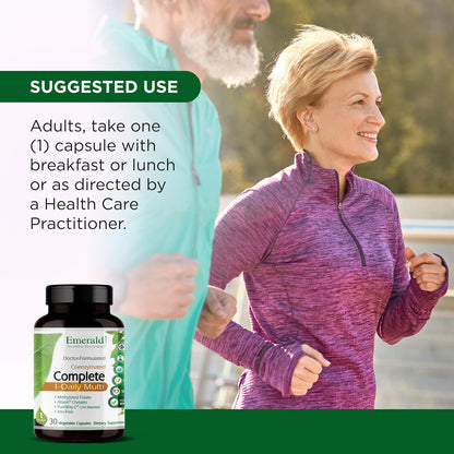 EMERALD LABS Complete 1-Daily Multi - Complete Multivitamin for Men & Women with Vitamin C, Methylated Folate, Whole-Food Blend & More - 30 Vegetable Capsules