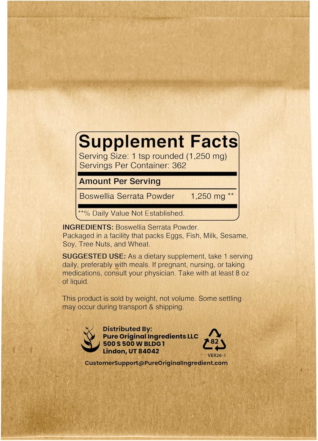 PURE ORIGINAL INGREDIENTS Boswellia Serrata Extract (454g) Herbal Supplement Powder, Non-GMO - görsel 2