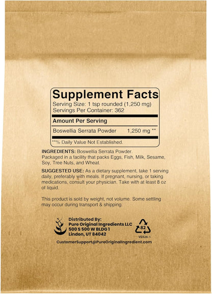 PURE ORIGINAL INGREDIENTS Boswellia Serrata Extract (454g) Herbal Supplement Powder, Non-GMO