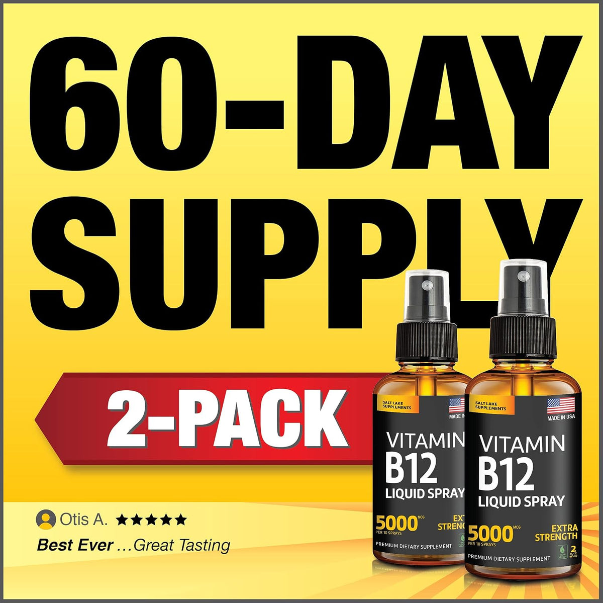 Liquid B12 Spray 5000 mcg – Sublingual Vitamin B12 Methylcobalamin – Vegan, Gluten-Free, Non-GMO (Pack of 2) - görsel 6