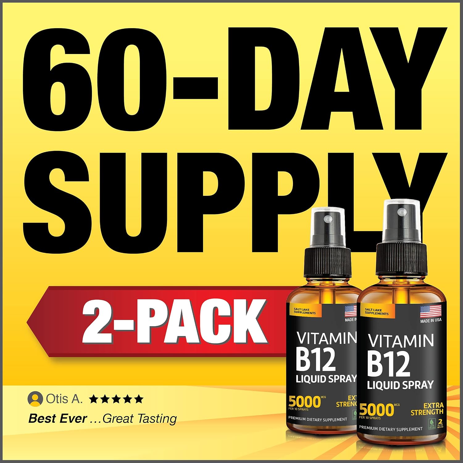 Liquid B12 Spray 5000 mcg – Sublingual Vitamin B12 Methylcobalamin – Vegan, Gluten-Free, Non-GMO (Pack of 2) - görsel 6