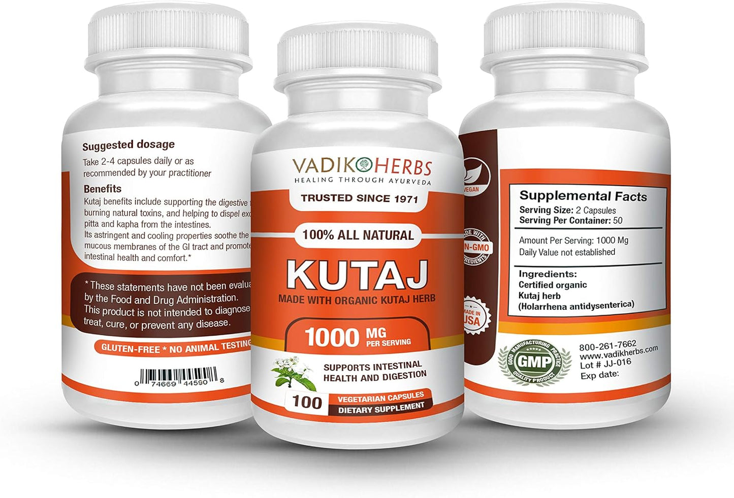 Vadik Herbs Kutaj (Holarrhena Antidysenterica) 100 Vegicaps - Digestive Support - görsel 2