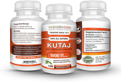 Vadik Herbs Kutaj (Holarrhena Antidysenterica) 100 Vegicaps - Digestive Support