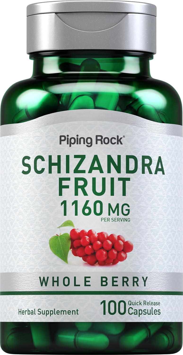 Piping Rock Schizandra Berry Fruit Capsules, 1160 mg, 100 Count - görsel 1