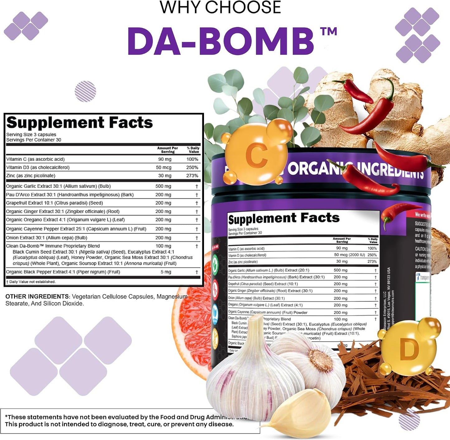 Organic Immune Support with Pau d'Arco, Garlic, Cayenne, Oregano & More - Clean Nutra - görsel 5