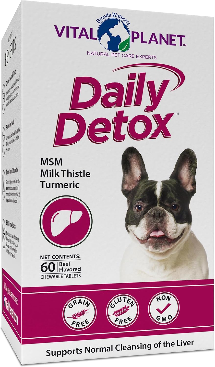 Vital Planet Daily Detox for Dogs with Milk Thistle, Turmeric, MSM - 60 Chewable Tablets - görsel 1