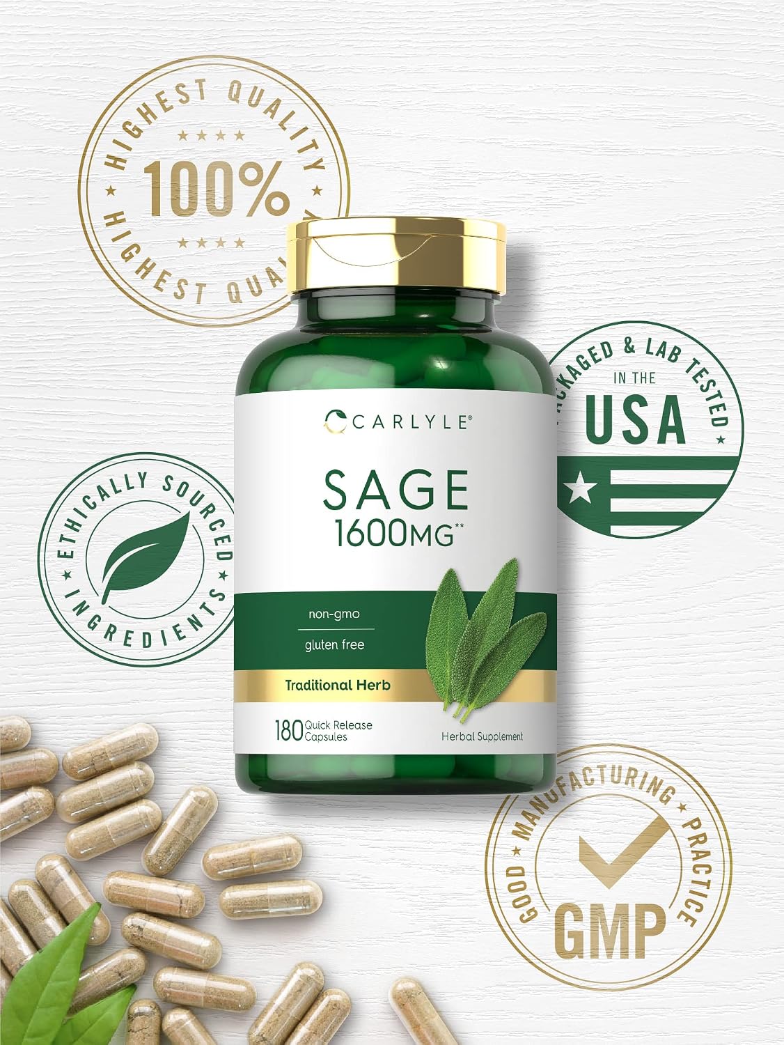 Carlyle Sage Supplement - High Strength Leaf Extract, 180 Capsules - görsel 5