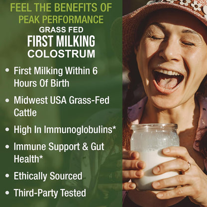 Peak Performance First Milking Colostrum Powder – Grass-Fed, Non-GMO Bovine Colostrum Supplement