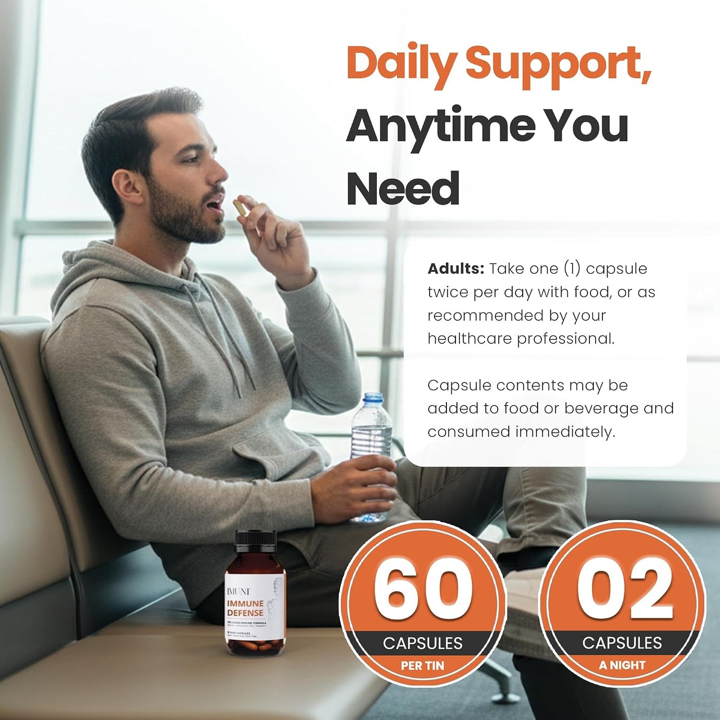 IMUNI Allergy Support & Immune Defence – Quercetin Supplement with Vitamin C, Zinc & D3 | Seasonal Wellness Support | 60 Vegan Capsules - görsel 8
