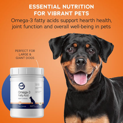 Pharmaceuticals EZ Chew Omega 3 Fatty Acid Soft Chew Max Strength – Dog Omega 3 Supplement – Soft Chew Treats with Fish Oil for Dogs – Large and Giant Dogs – 150 Soft Chews