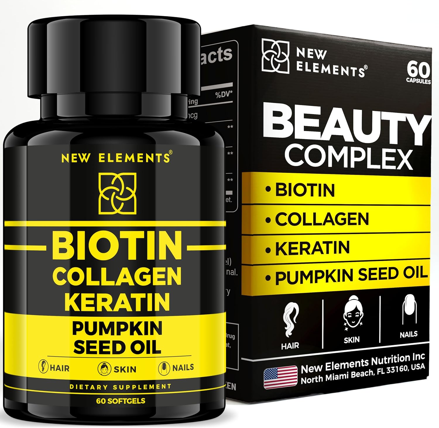 Biotin 10000mcg with Collagen, Keratin & Pumpkin Seed Oil - Hair, Skin & Nail Supplement - görsel 1