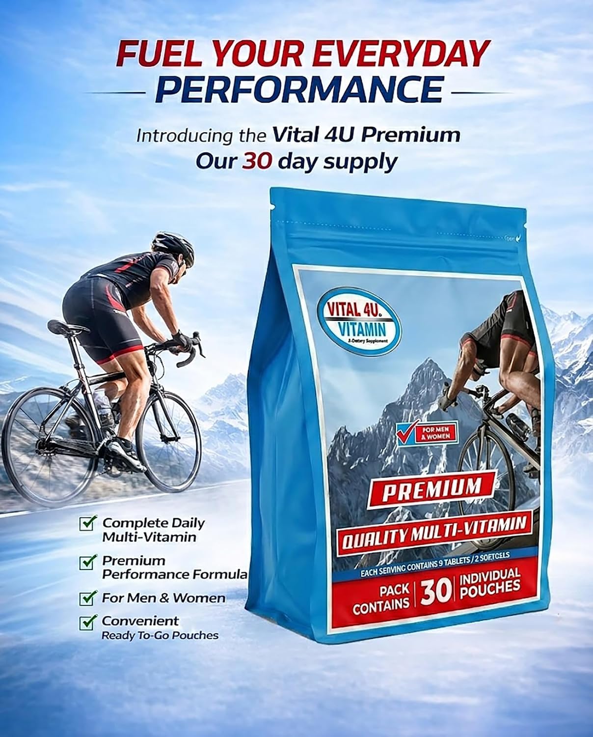 VITAL 4U Premium Daily Multivitamin Packs for Men and Women, 30 Servings - görsel 7