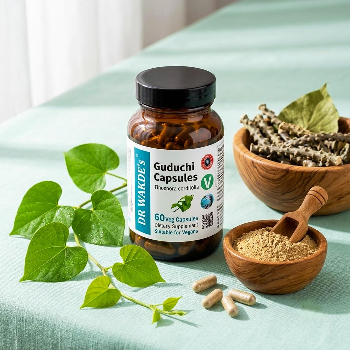 DR WAKDE's Guduchi Capsules (Tinospora cordifolia, 60 Veg Caps, Plant-Based Supplement, Ayurvedic Herb, All Natural, Vegan) - görsel 10