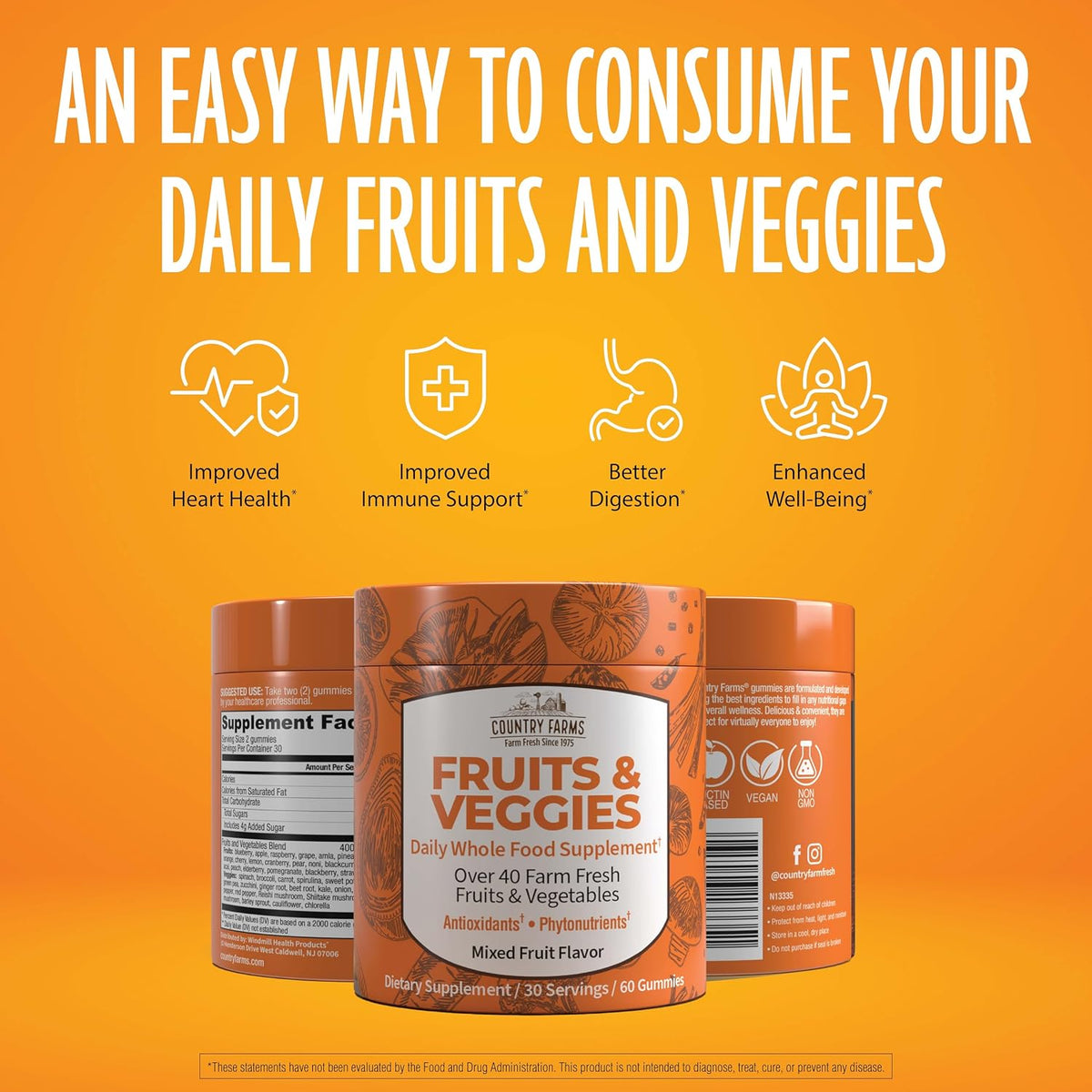 COUNTRY FARMS Fruit and Veg Gummies - Whole Food Supplement with Over 40 Farm Fresh Fruits & Vegetables – Image 4