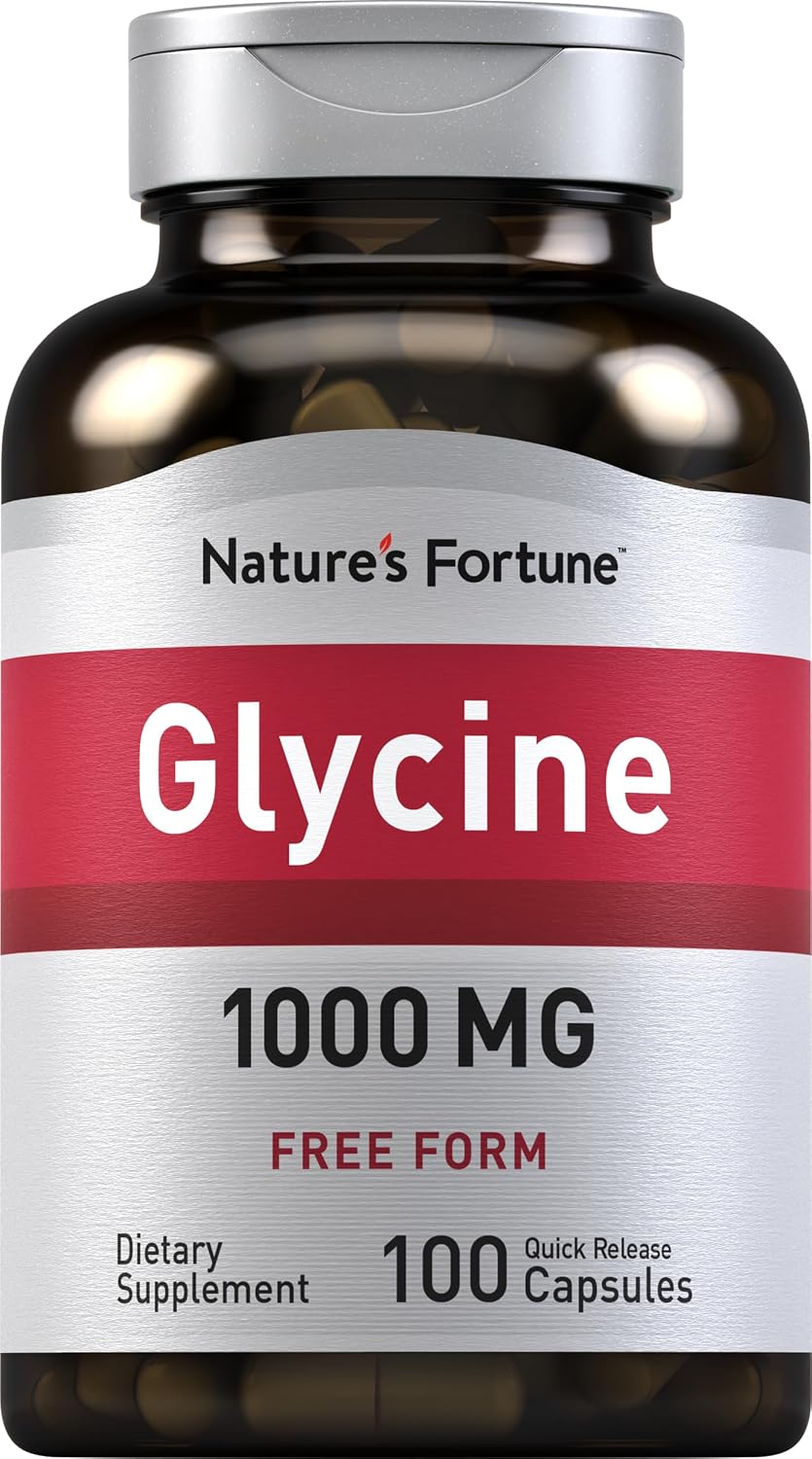 Piping Rock Glycine 1000mg Capsules - Free Form Amino Acid, Non-GMO, Gluten-Free (100 Capsules) - görsel 1