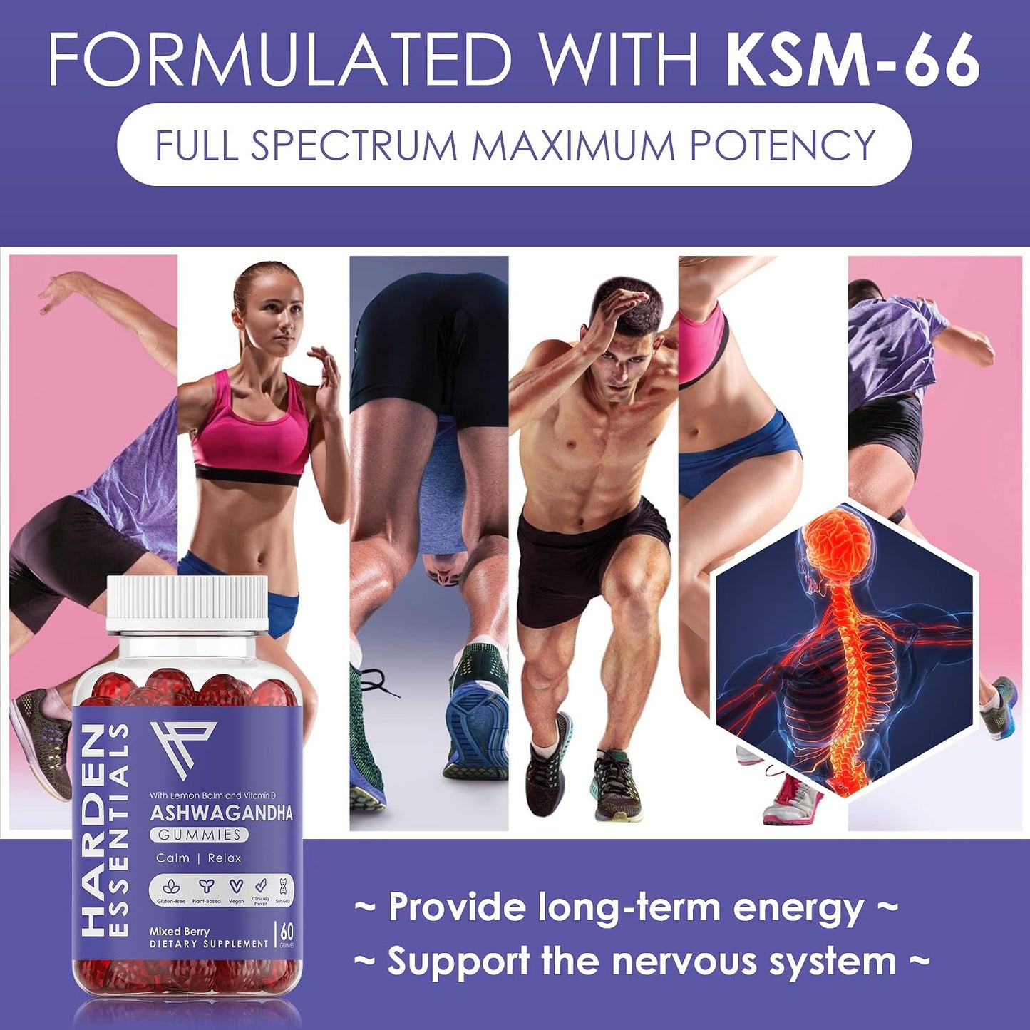KSM-66 Ashwagandha Gummies – 1500mg Per Serving – Stress & Cortisol Support with Lemon Balm & Vitamin D – Vegan – 60 Count - görsel 3
