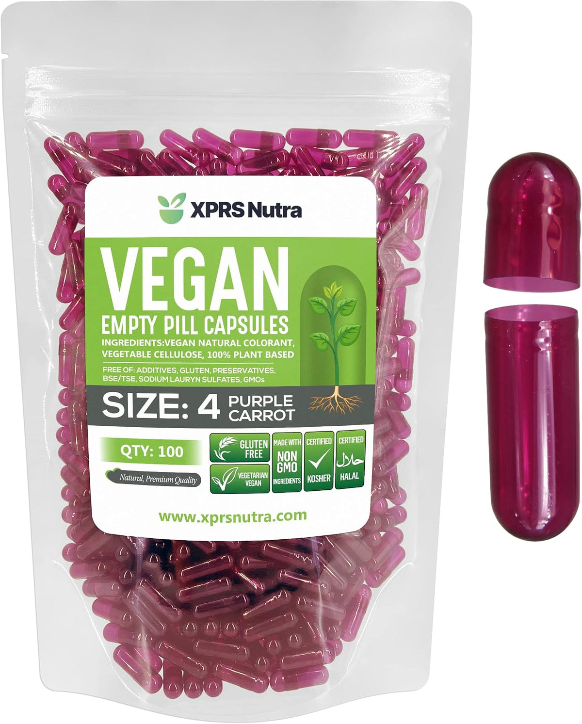 XPRS Nutra Size 4 Empty Vegan Capsules - 500 Count - Forest Green - görsel 9