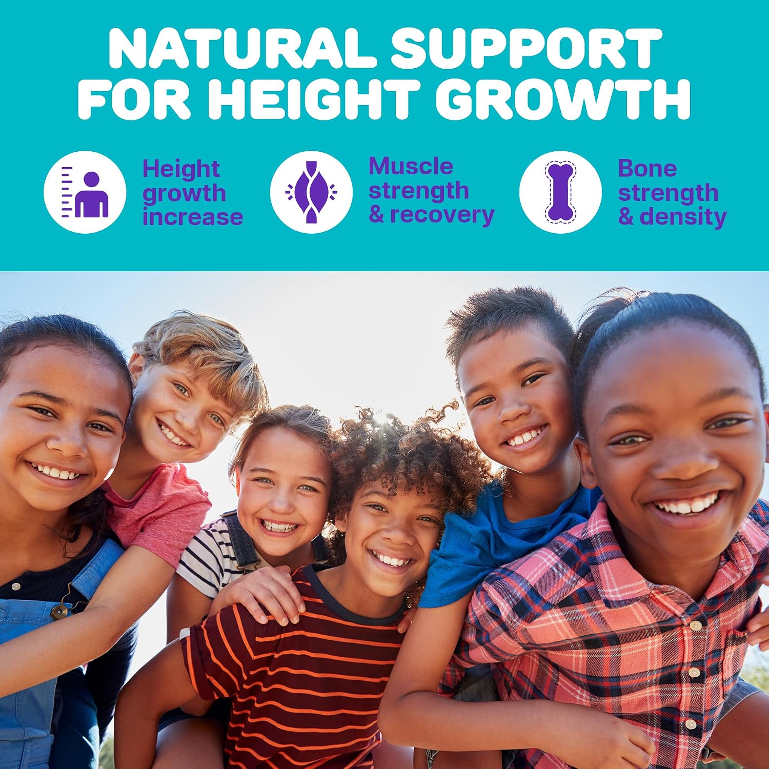 Height Growth Gummies for Children - Growth Vitamins for Teens, Height Increase Multivitamin with Calcium, Vitamin D3, K2, Magnesium, Zinc, 60 Count - görsel 7