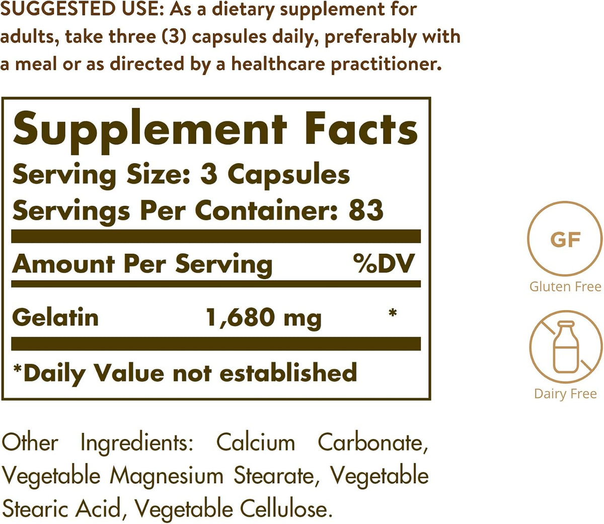 Solgar Gelatin 1680 mg, 250 Capsules - görsel 2
