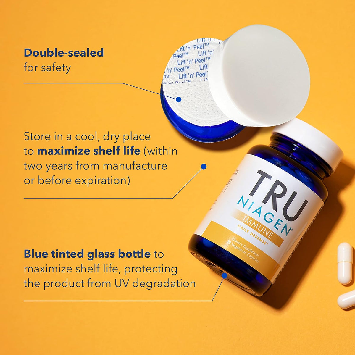 TRU NIAGEN Immune Support Supplement – Daily Defence with Niagen, Vitamin C, D3, Zinc & Theracurmin, 30ct - görsel 3