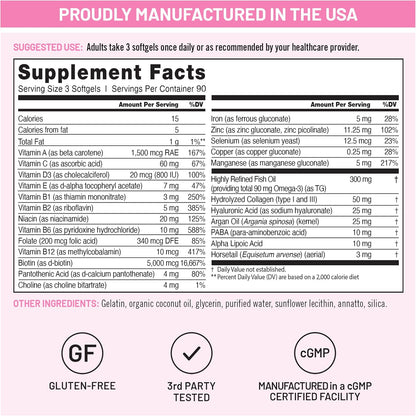 NatureWise Hair, Skin and Nails Supplement – Biotin 5000mcg with Hyaluronic Acid and Collagen – 270 Softgels