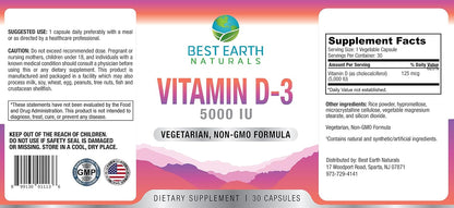 Best Earth Naturals Vitamin D3 5000 IU – High Strength Tablets