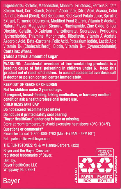 Flintstones Chewable Kids Multivitamin with Vitamin C, D, B12 & Iron for Toddlers, 90 Tablets