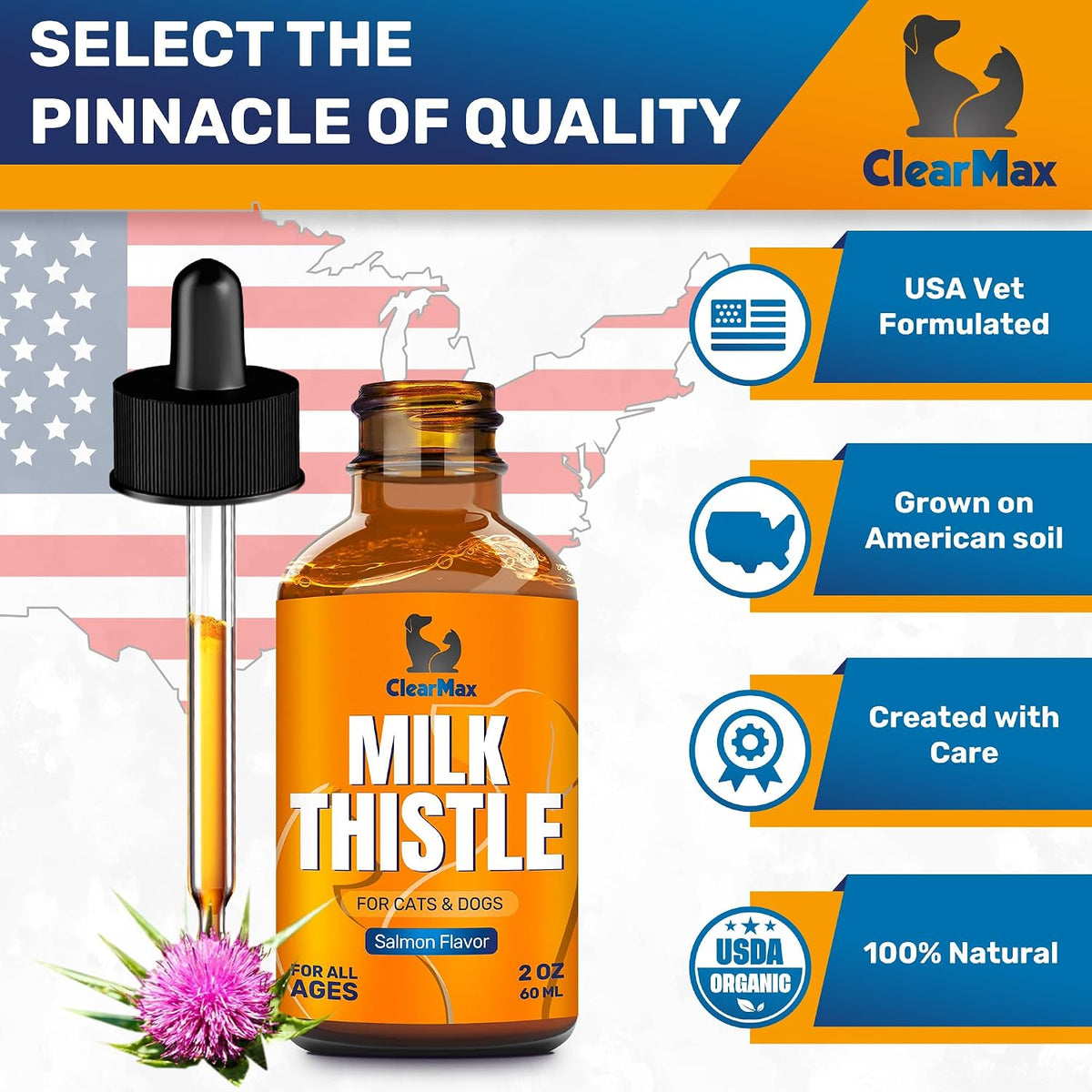 Milk Thistle for Dogs – Liver & Kidney Support for Large & Small Pets – Milk Thistle for Cats to Care for Digestion – Vet-Approved Liquid Formula with Salmon Flavour – GMO Free – 60 ml Bottle - görsel 7