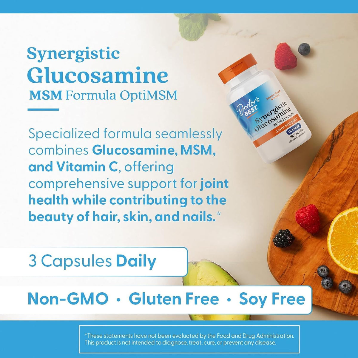 Doctor's Best Synergistic Glucosamine with MSM Formula, 180 Capsules - görsel 5