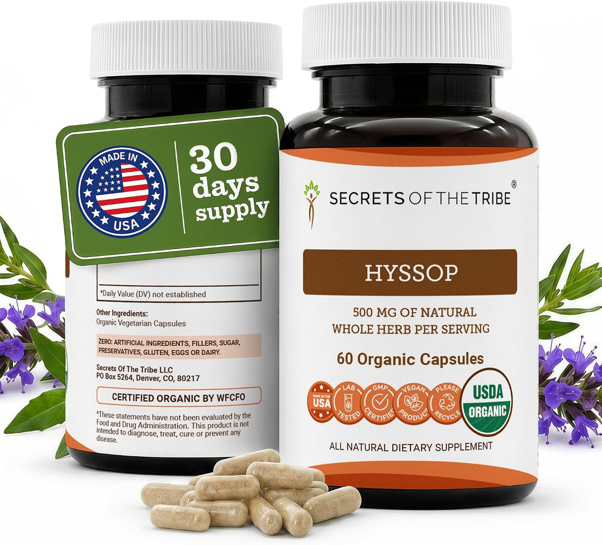 Secrets of the Tribe Organic Hyssop Capsules - Certified Organic, 120 Count - görsel 7