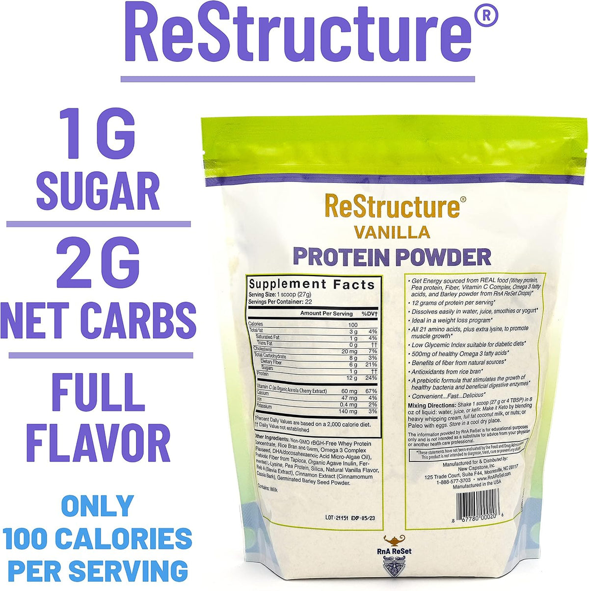 RnA ReSet - Total Body Reset, Dietary Supplement Protocol, Magnesium, Electrolytes, Vitamin B, Vanilla Protein Powder - görsel 5