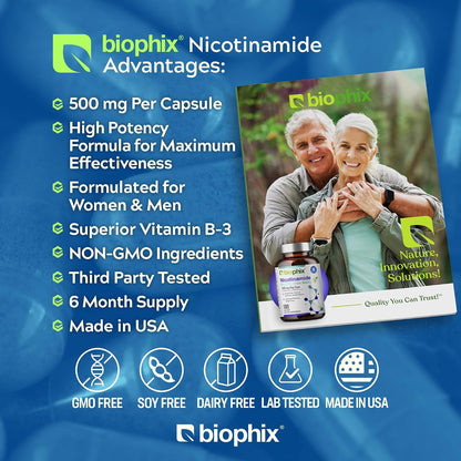 biophix B-3 Nicotinamide 500 mg 180 Vcaps – Flush-Free Niacin Supplement