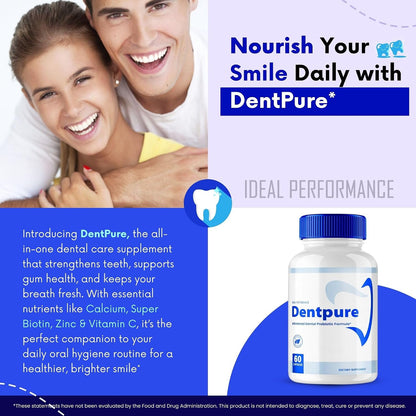 Dentpure Oral Probiotics for Teeth and Gums - Maximum Strength All-Natural Probiotic Capsules (2 Pack)