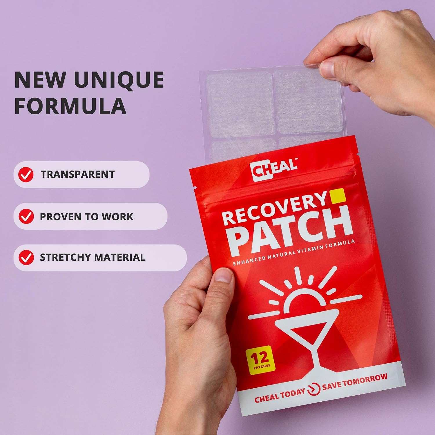 CHEAL Party Recovery Patches - 12 Pack - B Complex Formula for Better Mornings - 100% Natural, Transparent & Waterproof - görsel 4