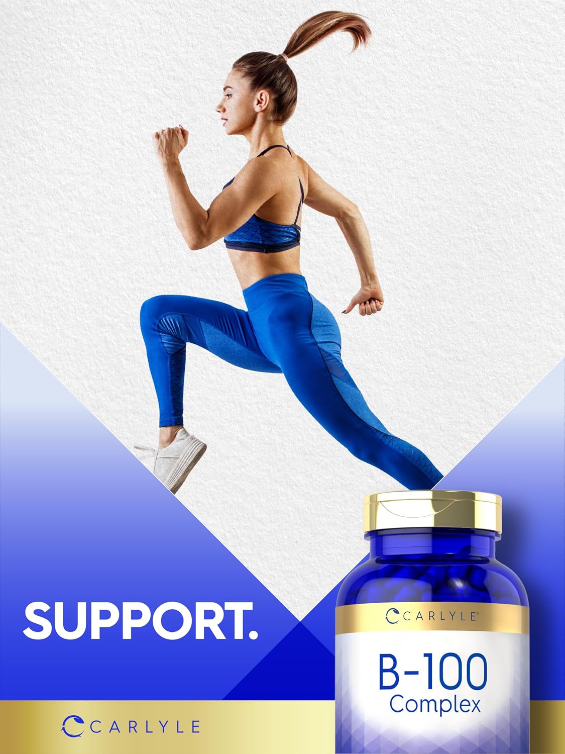Carlyle B-100 Complex - High Potency B-Vitamin Supplement with B1, B2, B3, B6, B12, Biotin, Folic Acid & Inositol - 250 Vegetarian Capsules - görsel 6