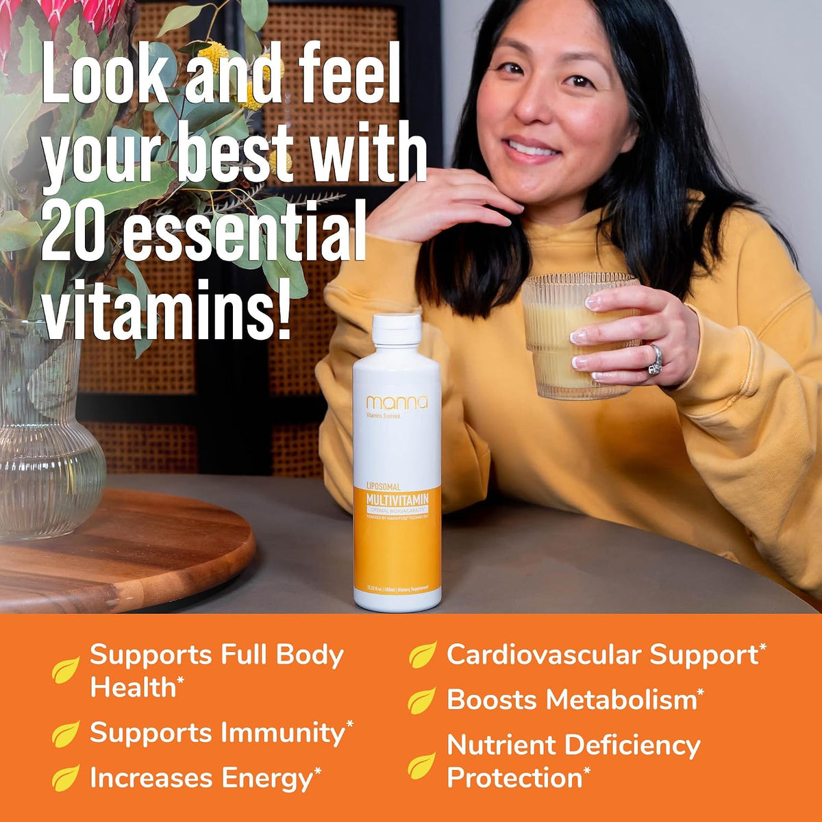 Manna Vitamins Evolved Liposomal Multivitamin – Daily Liquid Multivitamin for Men and Women, 20 Vitamins & Minerals, Immune Function & Energy Release, 3-Pack - görsel 5