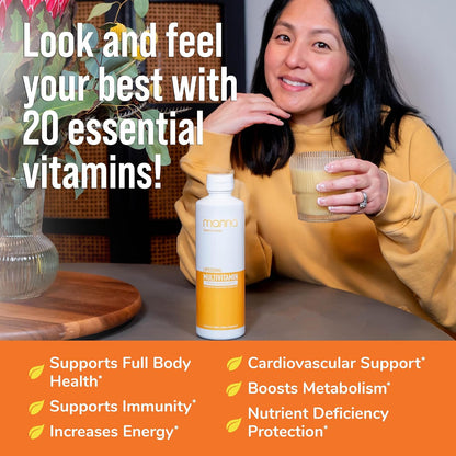 Manna Vitamins Evolved Liposomal Multivitamin – Daily Liquid Multivitamin for Men and Women, 20 Vitamins & Minerals, Immune Function & Energy Release, 3-Pack