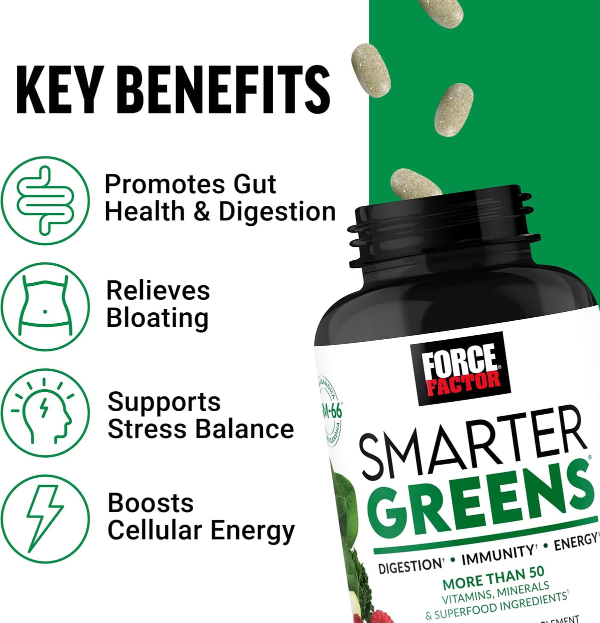 Force Factor Smarter Greens Tablets, 2-Pack – 180 Tablets - görsel 2