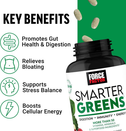 Force Factor Smarter Greens Tablets, 2-Pack – 180 Tablets