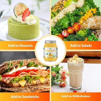OALSE Sea Moss Gel - 524g Mango Pineapple Flavour Sea Moss Gel Raw Nutritious Rich in 102 Vitamins and Minerals, Proteins and Vitamins, Vegan-Friendly