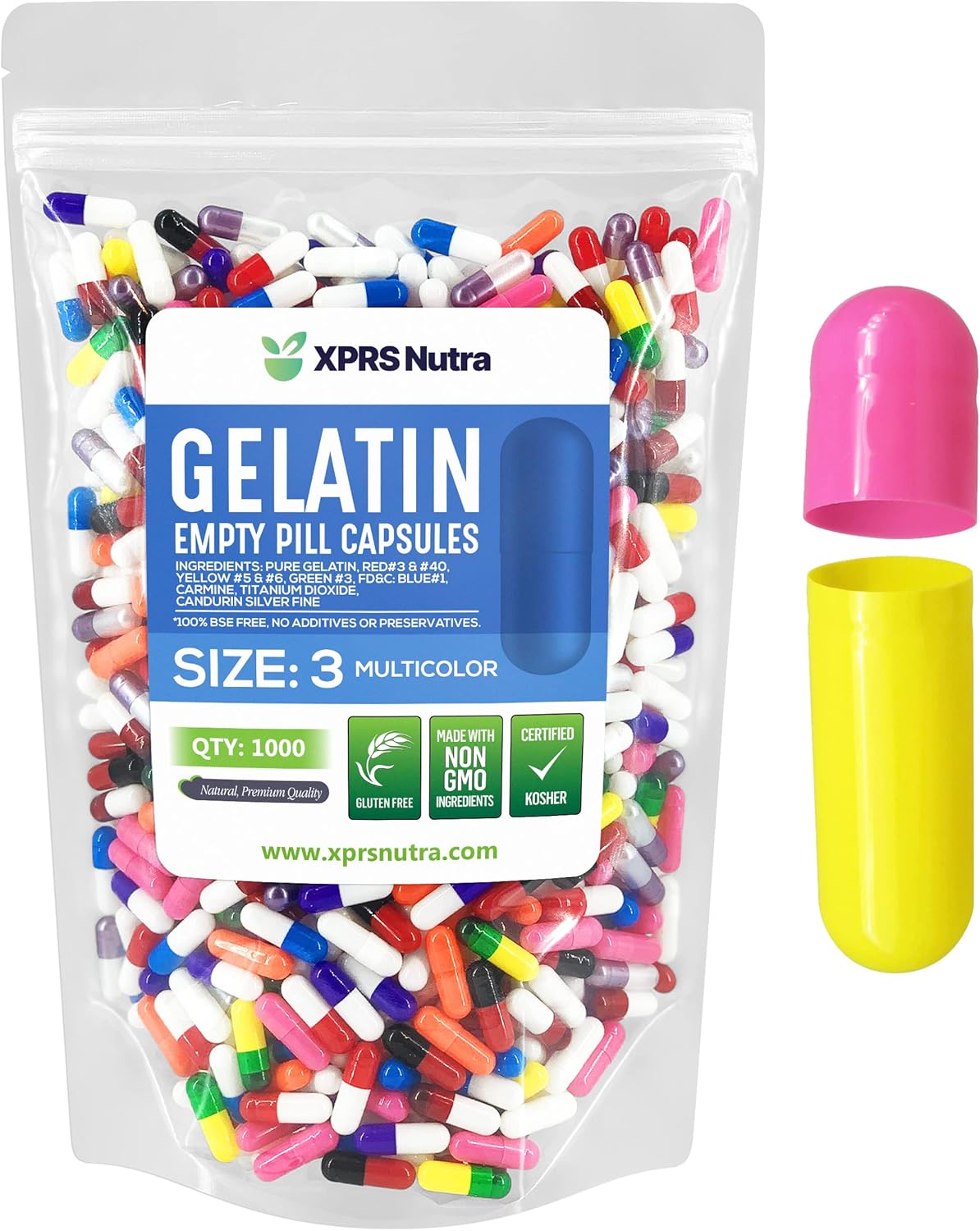 XPRS Nutra Size 3 Empty Gelatine Capsules - 500 Clear Capsules for DIY Supplement Filling - görsel 10