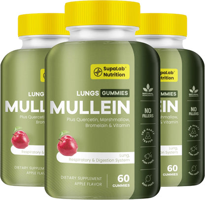 MEGNETA Natural Mullein Lung Cleanse Gummies - Apple Flavour, 60 Gummies
