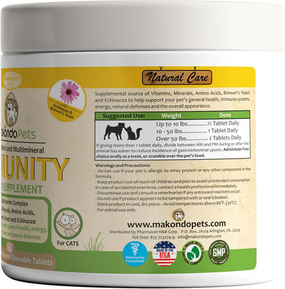 Makondo Pets Dog Immune Support Supplement – Bacon Flavour, 60 Chewable Tablets