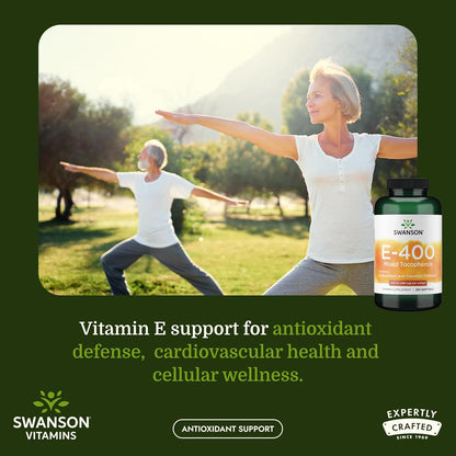 Swanson E-400 Mixed Tocopherols - Antioxidant Food Supplement to Support Heart Health* - Contains D-Alpha Tocopherol - Non-GMO - 250 Softgels